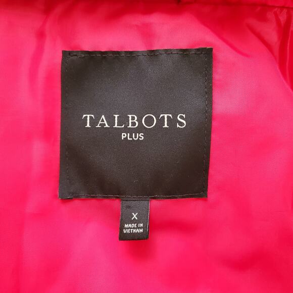 Talbots Down Puffer Full Zip Vest Faux Fur Collar Down Fill Holiday Red Size X - Picture 10 of 12